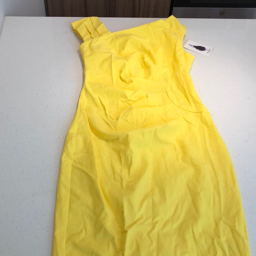 Form fitting yellow dress